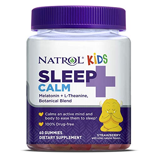 Natrol Kids Sleep+ Calm, Melatonin and L-Theanine, Sleep Aid Gummies with Botancial Blends, 100% Drug-Free, 60 Count