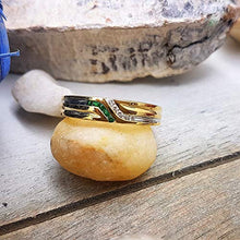 Load image into Gallery viewer, Dazzlingrock Collection 14K Round Cut Emerald &amp; White Diamond Mens Channel Set Fashion Wedding Band, Yellow Gold, Size 10
