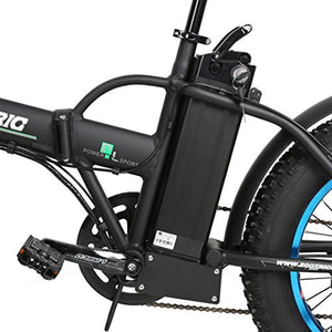 20" 500W 36V 12Ah Fat Tire Folding Electric Bike W/Gifts Rear Rack Removable Lithium Battery Beach Snow Bicycle Moped Electric Mountain Bike Powerful Motor Aluminum Frame Black and Blue