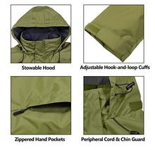 Load image into Gallery viewer, Little Donkey Andy Men&#39;s Waterproof Rain Jacket Outdoor Lightweight Rain Shell Coat for Hiking, Travel Olive Size XL
