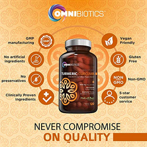 Organic Turmeric Curcumin Supplement 1500mg with BioPerine | 95% Standardized Curcuminoid Extract & Organic Root Powder with Piperine Black Pepper Fruit (10mg), 120 Vegetarian Capsules
