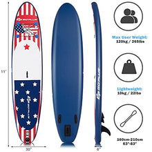 Load image into Gallery viewer, Goplus Inflatable Stand up Paddle Board iSUP Cruiser 6" Thickness iSUP Package w/3 Fins Thuster, Adjustable Paddle, Pump Kit and Carry Backpack (Stars and Stripes, 11 FT)
