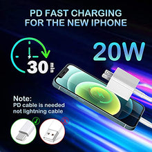 Load image into Gallery viewer, iPhone Fast Charger, 20W PD Fast Charger Type C Power Wall Charger Block with【Apple MFi Certified】 6FT USB C to Lightning Cable Compatible iPhone 12/12 Mini/12 Pro Max/11 Pro/Xs/XR/iPad AirPods Pro
