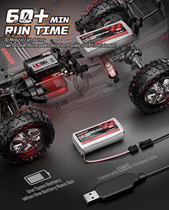 1:14 Scale Big RC Car, caivun RC Cars 4WD Off Road Hobby Trucks 40+ KM/H High Speed Remote Control Car with Two 1500mAh Batteries, 2.4GHz All Terrain Toy Vehicle Crawler Gift for Adults Teens Boys