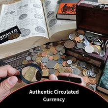 Load image into Gallery viewer, Coin Collection - World Currency Set - Treasure Chest with 1Lb. - Collectible Antique Coins - 4.7 x 3.5 x 3.5 Decorative Wooden Box - Old Foreign Currency (COA Included)
