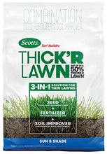 Load image into Gallery viewer, Scotts Turf Builder Thick'R Lawn Sun &amp; Shade - 3 in 1 Lawn Fertilizer, Seed, &amp; Soil Improver for a Thicker, Greener Lawn, Seeds up to 4,000 sq. ft., 40 lb.
