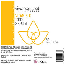 Load image into Gallery viewer, Vitamin C Serum for Face | Professional Grade | High Concentrate Formula May Help Smooth Appearance of Wrinkles, Brightens | May Improve Appearance of Skin Tone for More Youthful-Looking Skin 1oz
