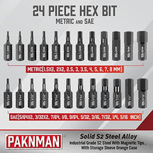 Load image into Gallery viewer, PAKNMAN 25-Piece Hex Head Allen Wrench Drill Bit Set, 1/4”Magnetic Extension, Metric and SAE S2 Steel Hex Bits Set, 1&quot; Long
