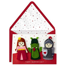Load image into Gallery viewer, Hallmark Signature Valentine&#39;s Day Card for Kids with Finger Puppets (Princess, Knight, Dragon)
