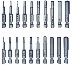 VETCO Magnetic Hex Allen Wrench Drill Bit Set, 20-Piece, With Extra Long Bits, Metric and SAE