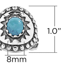 Load image into Gallery viewer, American West Sterling Silver Blue Turquoise Gemstone Sunburst Shield Ring Size 10
