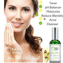 Load image into Gallery viewer, Apple Cider Vinegar Toner - Witch Hazel,Tea Tree,Rose Geranium,Lavender, Chamomile. NO Oils. Tone, Reduce Blemish, Clear Pores &amp; Acne, 3oz. USA Made/ Hello Cider
