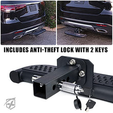 Load image into Gallery viewer, Xprite Large Size Trailer Tow Hitch Steps with Hitch Locks &amp; Tightener, 2 Inch Towing Receiver Plug Universal Fits Pickup Truck SUV Vans, Heavy Duty Rear Bumper Guard Protector

