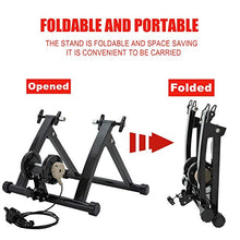 Load image into Gallery viewer, Walmann Bike Trainer Stand Portable Indoor Stationary Bicycle Exercise Magnetic Resistance with Front Wheel Riser Block and 6 Variable Speed Level, Quick Release - for Road &amp; Mountain Bikes
