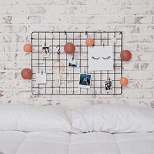 Load image into Gallery viewer, Fourberry Wire Wall Grid Panel - Large - 2 Pack (25.6 x 17.7 in) Black - Includes 20 Black Metal Clips, 5 S Hooks, 6 Wall Hooks - Modern Bulletin Board - Office Organizer Photo Display - Vision Board
