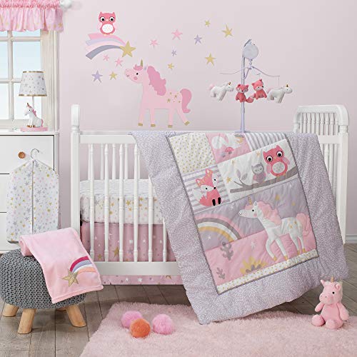 Bedtime Originals Rainbow Unicorn 3Piece Crib Bedding Set, Purple