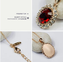 Load image into Gallery viewer, Oval Shaped Swarovski Elements Crystal Pendant Necklace Fashion Jewelry for Women (Ruby Red)
