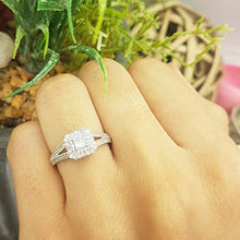 Load image into Gallery viewer, Dazzlingrock Collection 0.50 Carat (ctw) Princess &amp; Round Cut Diamond Halo Engagement Ring 1/2 CT, 14K White Gold, Size 7
