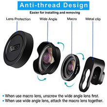 Load image into Gallery viewer, Phone Camera Lens,TODI 4K HD 2 in 1 120° Wide Angle Lens, 20X Macro Lens,Clip-On Phone Lens Compatible iPhone,Samsung, Most Andriod Phones No Distortion

