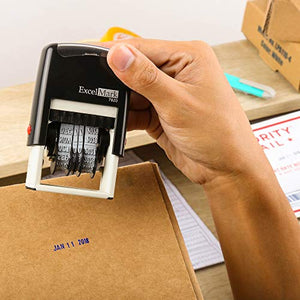 ExcelMark 7820 Self-Inking Rubber Date Stamp – Great for Shipping, Receiving, Expiration and Due Dates (Blue Ink)