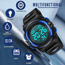 Load image into Gallery viewer, Kids Watch,Boys Watch for 6-15 Year Old Boys,Digital Sport Outdoor Multifunctional Chronograph LED 50 M Waterproof Alarm Calendar Analog Watch for Children with Silicone Band
