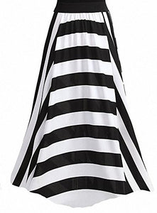 Afibi Women Chiffon Mopping Floor Length Big Hem Solid Beach High Waist Maxi Skirt (Small, Leopard White)