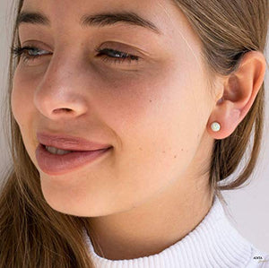 14K Gold Malachite Stud Earrings - 14K Solid Yellow Gold Studs, Small Round 6mm Natural Stone, May Taurus Birthstone Dark Green Malachite Gemstone, Simple Minimalist Dainty Handmade Jewelry for Women