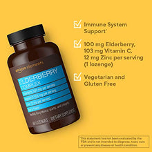 Load image into Gallery viewer, Amazon Elements Elderberry Complex, Immune System Support, 60 Berry Flavored Lozenges, Elderberry 100mg, Vitamin C 103mg, Zinc 12mg per Serving (Packaging may vary)
