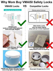16 Pack Child Safety Magnetic Cabinet Locks - Vmaisi Children Proof Cupboard Baby Locks Latches - Adhesive for Cabinets & Drawers and Screws Fixed for Durable Protection