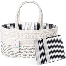 Load image into Gallery viewer, Luxury Little Baby Diaper Caddy Organizer - Rope Nursery Storage Bin for Boys and Girls - Large Tote Bag &amp; Car Organizer with Removable Inserts - Baby Shower Gift Basket - Newborn Registry Must Haves
