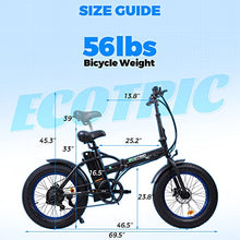 Load image into Gallery viewer, ECOTRIC Electric Bike 500W Foldaway Ebike 20" Fat Tire Folding Electric Bicycle 36V 12.5AH Lithium Battery Beach Snow Mountain E-Bike for Adults Commute Ebike for Female Male UL Certified
