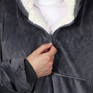 THE COMFY Original Quarter Zip | Oversized Microfiber & Sherpa Wearable Blanket with Zipper, Seen On Shark Tank, One Size Fits All Charcoal