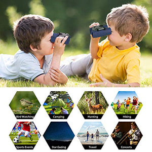 Binoculars for Kids Best Gifts for 3-12 Years Boys Girls 8x21 High-Resolution Real Optics Mini Compact Binocular Toys Shockproof Folding Small Telescope for Bird Watching,Travel, Camping