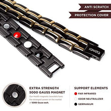 Load image into Gallery viewer, IONICO Stylish Magnetic Therapy Bracelet for Men and Women Health Improvement | Reliefs Arthritis, Carpal Tunnel, migraine, Headache Pain, Blood Pressure | Strong Energy Healing Power (Black-Gold)

