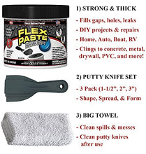 Load image into Gallery viewer, Flex Seal Black Flex Paste 1lb - Leak Repair Bundle with Putty Knife Set + Daley Mint Cleaning Towel | Quickly Fills Gaps, Holes, Cracks
