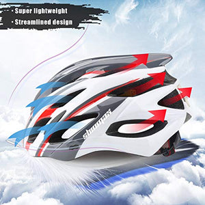 Shinmax Bike Helmet, CPSC/CE Certified Adjustable Light Bicycle Helmet Men&Women Road and Mountain Bicycle Helmet with Visor&Rear Light Met Specialized Cycling Helmet for Adult