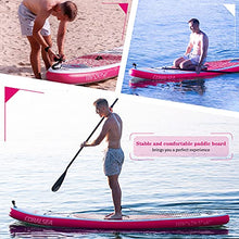 Load image into Gallery viewer, CORALSEA Inflatable Paddle Board, 10‘6"x30"x6" Ultra-Light Stand Up Boards with ISUP Accessories &amp; Backpack for All Skill Levels Include Leash, Adjustable Paddle, Pump, Repair Kit, Youth &amp; Adult, Pink
