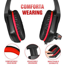 Load image into Gallery viewer, PHOINIKAS H1 Gaming Headset for PS4, Xbox One, PC, Laptop, Nintendo Switch with Bass Surround, Xbox One Headset with Noise-Cancelling Mic, Over Ear Headphones with LED Light, Gift for Kids - Red
