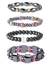 Load image into Gallery viewer, Jstyle 4Pcs Hematite Bead Bracelet for Men Women 8mm Stone Beads Bracelet Elastic Natural Stone Bracelet Bangle
