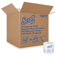 Load image into Gallery viewer, Scott Essential Professional 100% Recycled Fiber Bulk Toilet Paper for Business (13217), 2-PLY Standard Rolls, White, 80 Rolls / Case, 506 Sheets / Roll (Packaging may vary)

