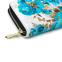 Load image into Gallery viewer, LOVESHE Women's Wallet RFID Blocking Bohemian style Credit Card Zip Around Phone Clutch Large Travel Purse Wristlet Clutch Wallet Zipper Wallet For Women(CambridgeBlue-Flower)
