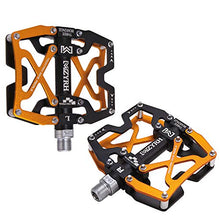 Load image into Gallery viewer, MZYRH Mountain Bike Pedals, Ultra Strong Colorful CNC Machined 9/16" Cycling Sealed 3 Bearing Pedals (Black Black Glod 3 Bearings)
