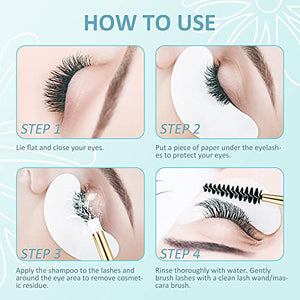 Eyelash Extension Cleanser, LANBENA Lash Shampoo, Eyelash Extension Shampoo, Lash Cleanser for Extensions, Lash Foam Cleanser, Chamomile Eyelash Cleaner, Paraben & Sulfate & Oil Free for Salon and Home Use (60ml 2 Fl Oz )