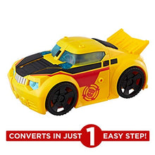 Load image into Gallery viewer, Playskool Heroes Transformers Rescue Bots Bumblebee Rescue Guard 10-Inch Converting Toy Robot Action Figure, Lights and Sounds, Toys for Kids Ages 3 and Up
