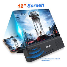 Load image into Gallery viewer, jteman 12&#39;&#39; 3D Mobile Phone Screen Magnifier with Bluetooth Speaker, HD Protable Movies Amplifier with Foldable Holder Stand, Support iPhone Xs Max/X / 8/8 Plus and Android All Smartphones
