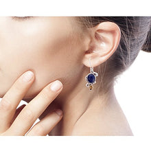 Load image into Gallery viewer, NOVICA Lapis Lazuli and Citrine Dangle Earrings in 925 Sterling Silver Settings 'Royal Charm'
