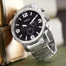Load image into Gallery viewer, Fossil Men's Nate Quartz Stainless Steel Chronograph Watch, Color: Silver (Model: JR1353)
