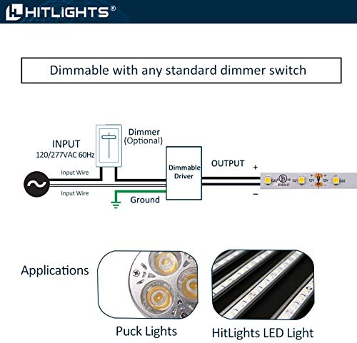 Load image into Gallery viewer, HitLights 40 Watt Dimmable LED Driver, 12V Magnetic Power Supply - 110V AC - 12V DC LED Transformer. Compatible with Lutron and Leviton for LED Strip Lights, Constant Voltage LED Products