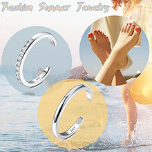 Load image into Gallery viewer, Udalyn 2 Pcs Sterling Silver Toe Rings for Women Cute Flower Toe Rings Hypoallergenic Adjustable Band Ring Hypoallergenic 925 Sterling Silver Open Toe Ring Set
