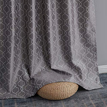 Load image into Gallery viewer, HLC.ME Franklin Moroccan Trellis 100% Complete Full Blackout Thermal Insulated Extra Wide Back Tab Curtain Panel for Sliding Glass Patio Door - Energy Savings &amp; Soundproof (100 x 84 inch Long, Grey)
